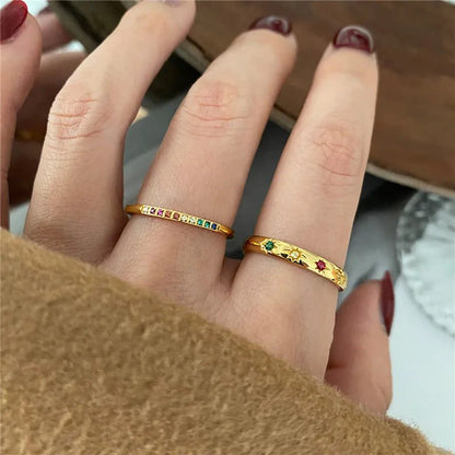 Waterproof Rainbow Zircon Stone Rings for Women