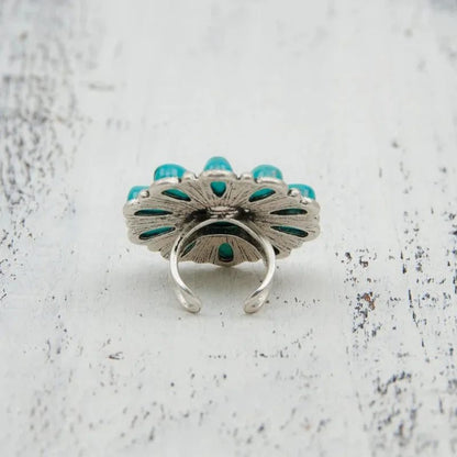 Boho Turquoise Flower Rings for Women