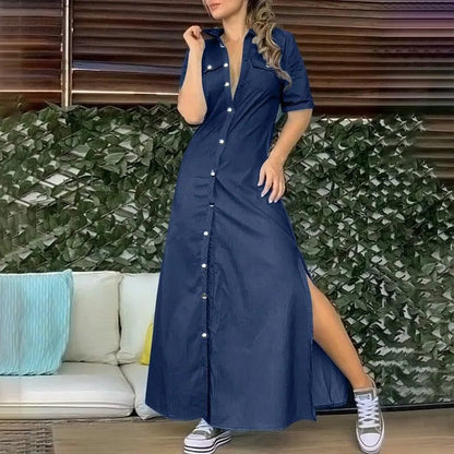Trendy Casual Denim Shirt Dresses for Women