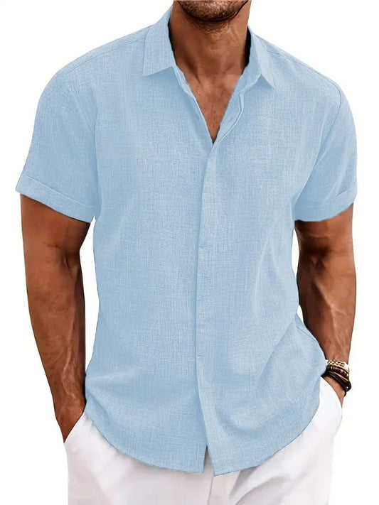 Trendy Loose Cotton Linen Short-Sleeve Shirt