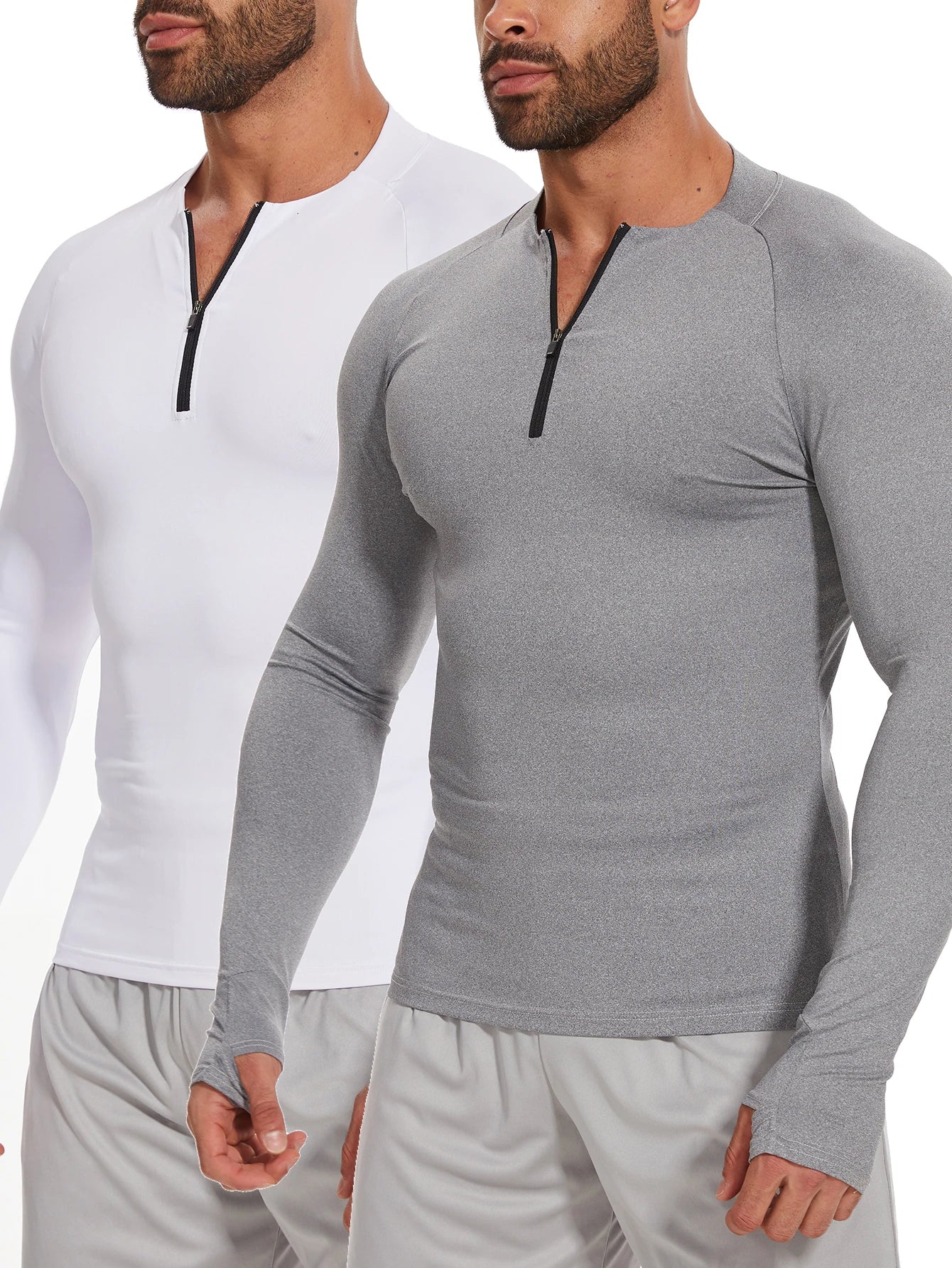 Men's Thermal Long Sleeve Zipper T-Shirt