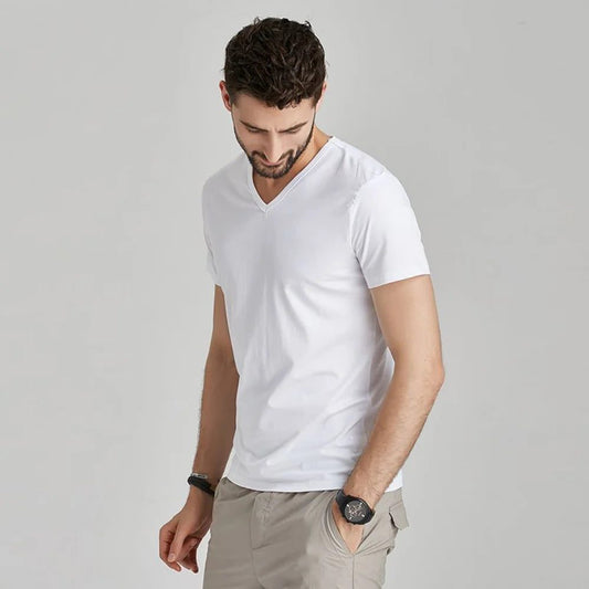 Men's V-Neck T-Shirts: Luxury Ice Silk