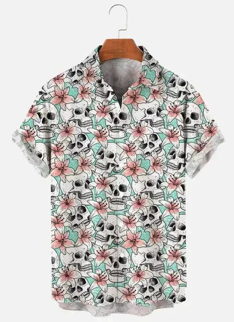Funny Vintage Skull Floral Hawaiian Shirt