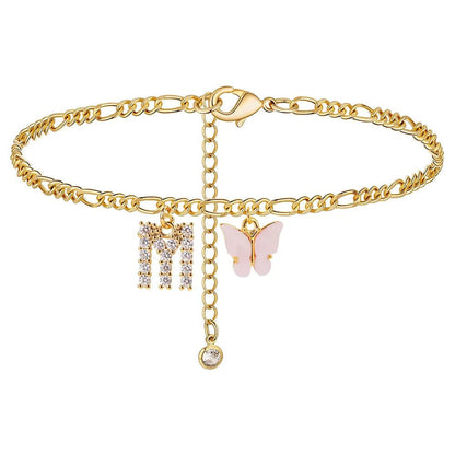 Waterproof Initial Letter Anklets for Women