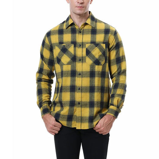 Men's Casual Long Sleeve Plaid Flannel Shirt