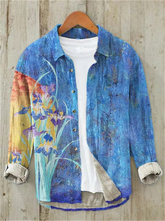 Men's Vintage Japanese Fish Linen Shirt