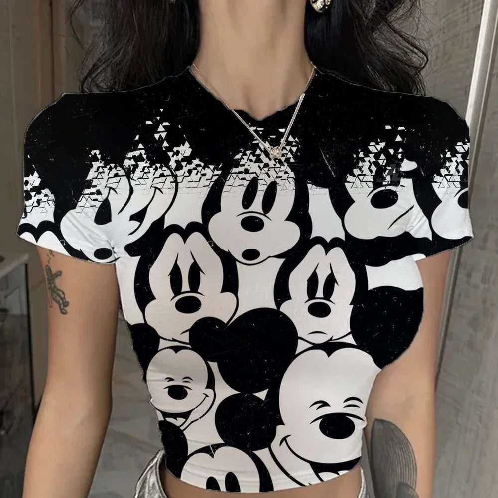 Trendy Y2K Minnie Mouse Cropped T-Shirt