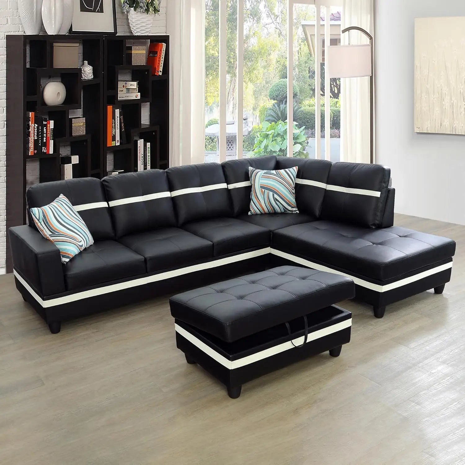 103” W L-Shaped Sectional Sofa with Storage