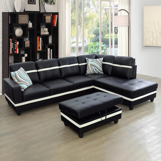 103” W L-Shaped Sectional Sofa with Storage