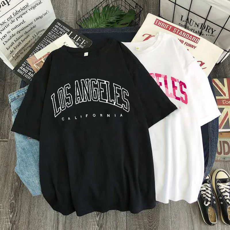 Trendy Oversized Los Angeles Graphic T-Shirt Women