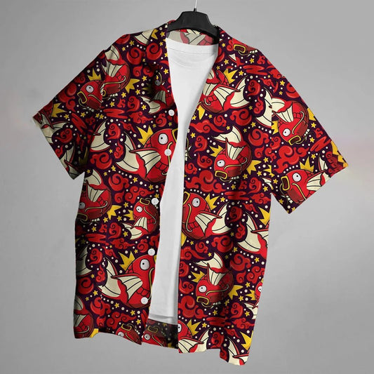 Trendy 3D Fish Print Hawaiian Shirts Men