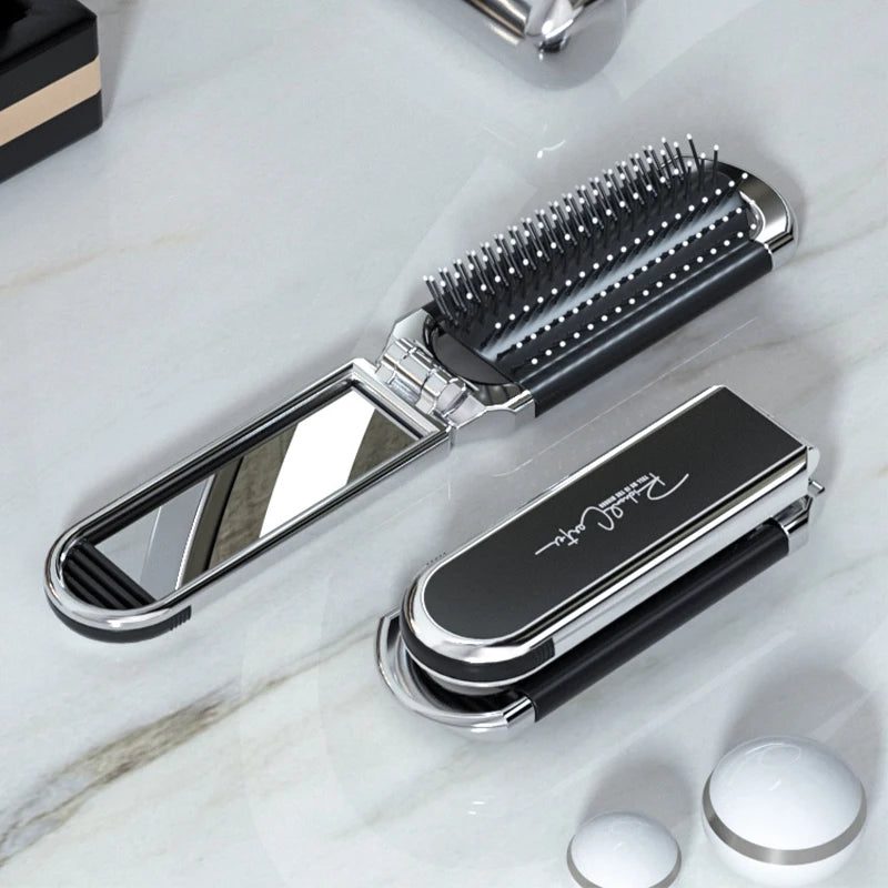Portable Mini Hair Brush with Mirror