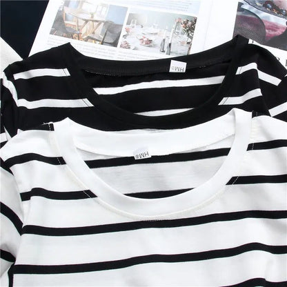 Casual Striped Long Sleeve Tee for Women