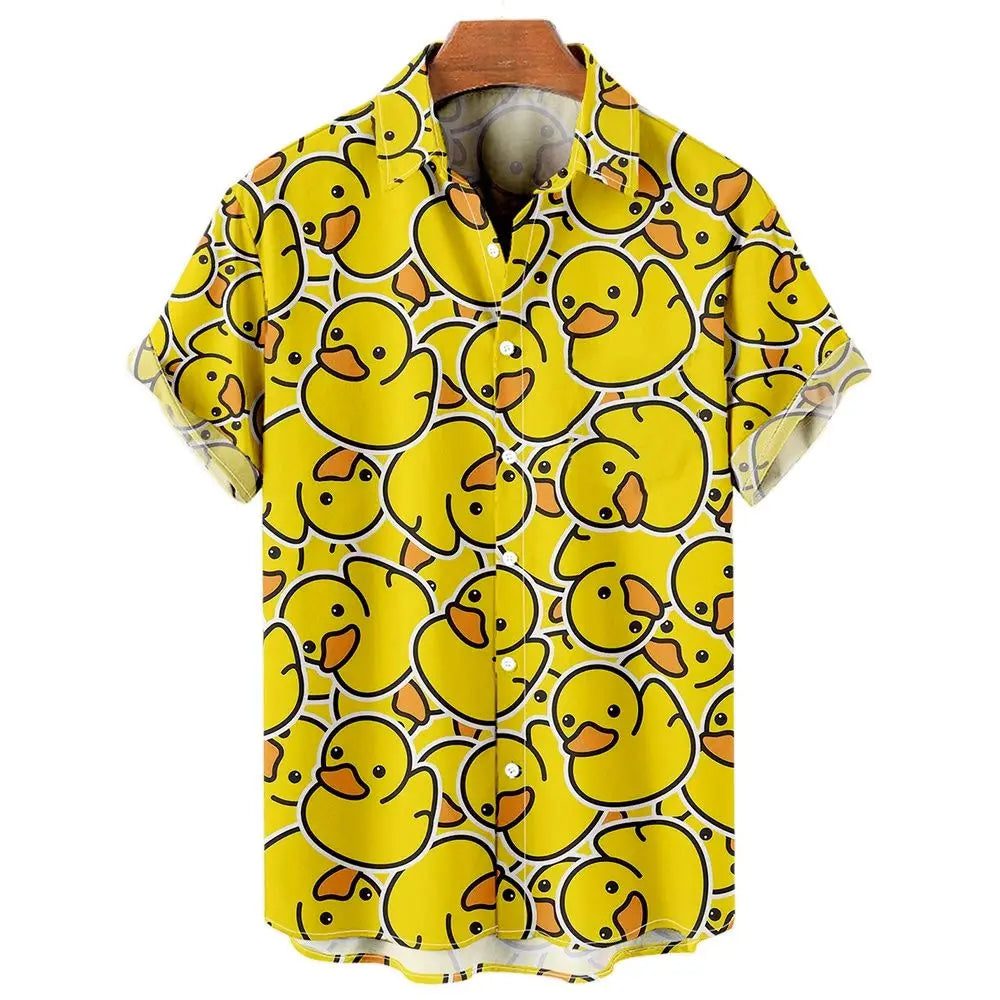 Men's Hawaiian Duck Print Short Sleeve Shirt