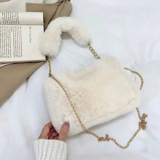 Winter Plush Crossbody Tote Bag for Women