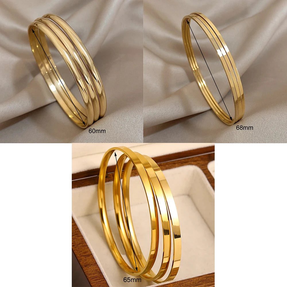 3pcs Waterproof Gold Plated Bangle Bracelets