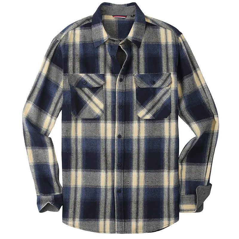 Men's Casual Long Sleeve Plaid Flannel Shirt