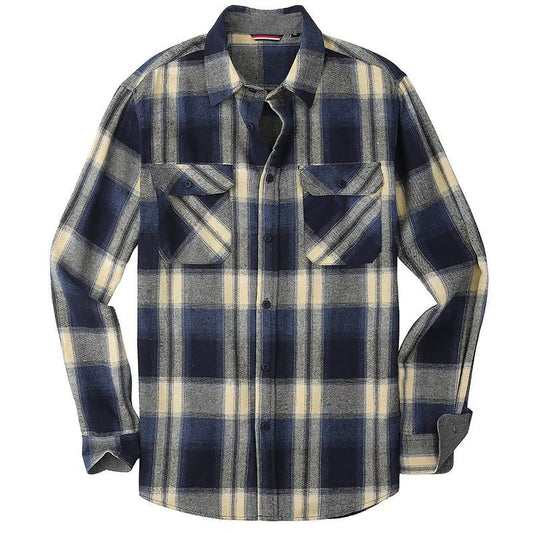 Men's Casual Long Sleeve Plaid Flannel Shirt
