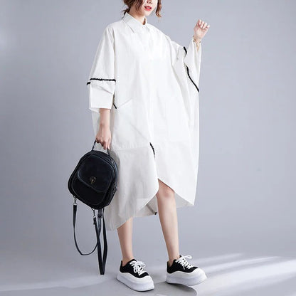 Chic Asymmetrical White Midi Dress for Women