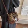 Leopard Print Crossbody Bucket Bag for Women