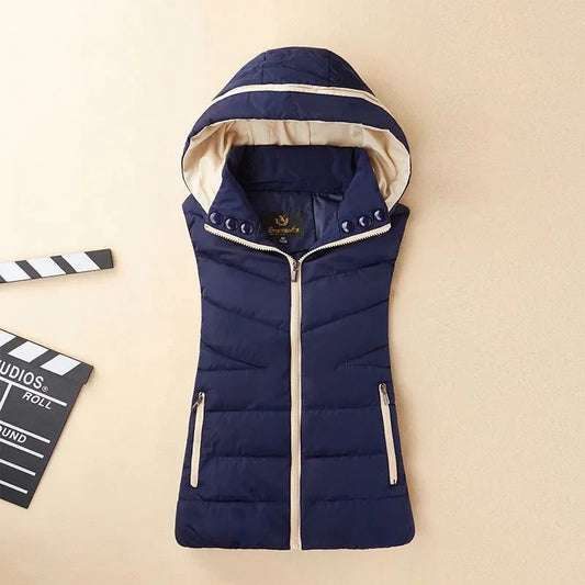 Warm Hooded Cotton Vest Women Streetwear