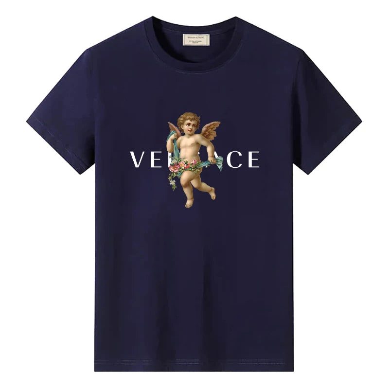 Men's Vintage Cotton T-Shirt with Angel Print
