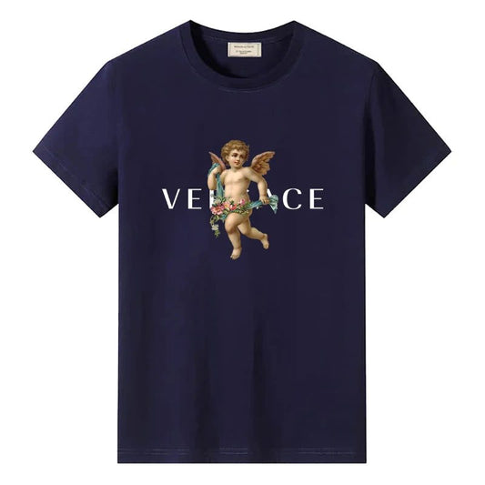 Men's Vintage Cotton T-Shirt with Angel Print