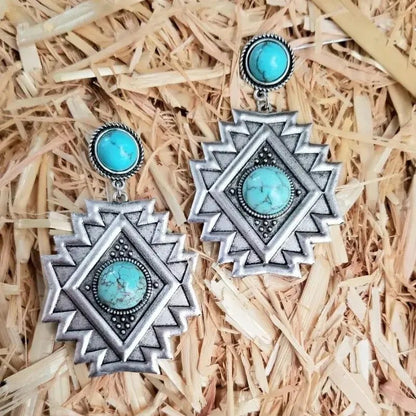 Turquoise Aztec Dangle Earrings for Women