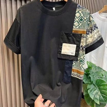 Men's Casual Printed Pocket T-Shirt for Summer