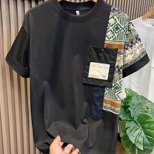 Men's Casual Printed Pocket T-Shirt for Summer