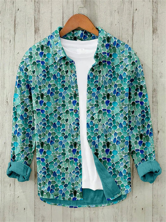 Men's Vintage Japanese Fish Linen Shirt