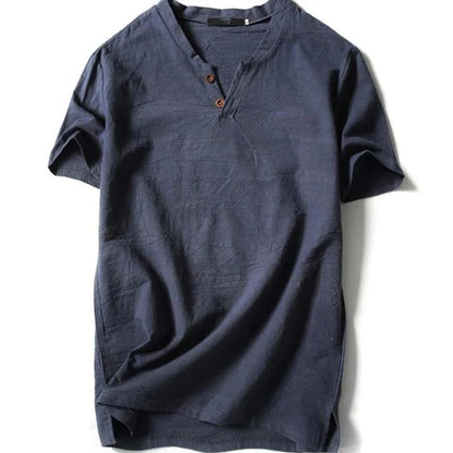 Plus Size Linen Short Sleeve Shirts for Men