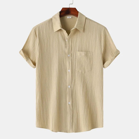 Men's Green Linen Short Sleeve Shirts