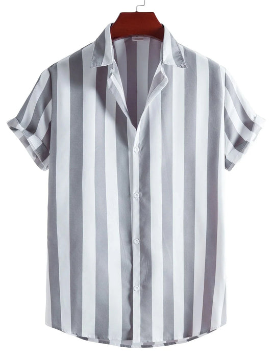Men's Casual Hawaiian Shirts with 3D Stripes