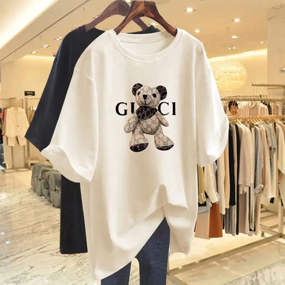 Trendy Oversized Animal Print Cotton T-Shirts
