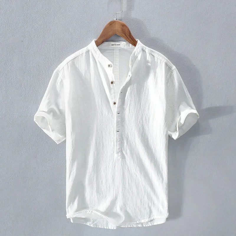 Men's Hawaiian Linen V-Neck Summer Shirt