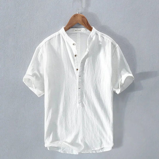 Men's Hawaiian Linen V-Neck Summer Shirt