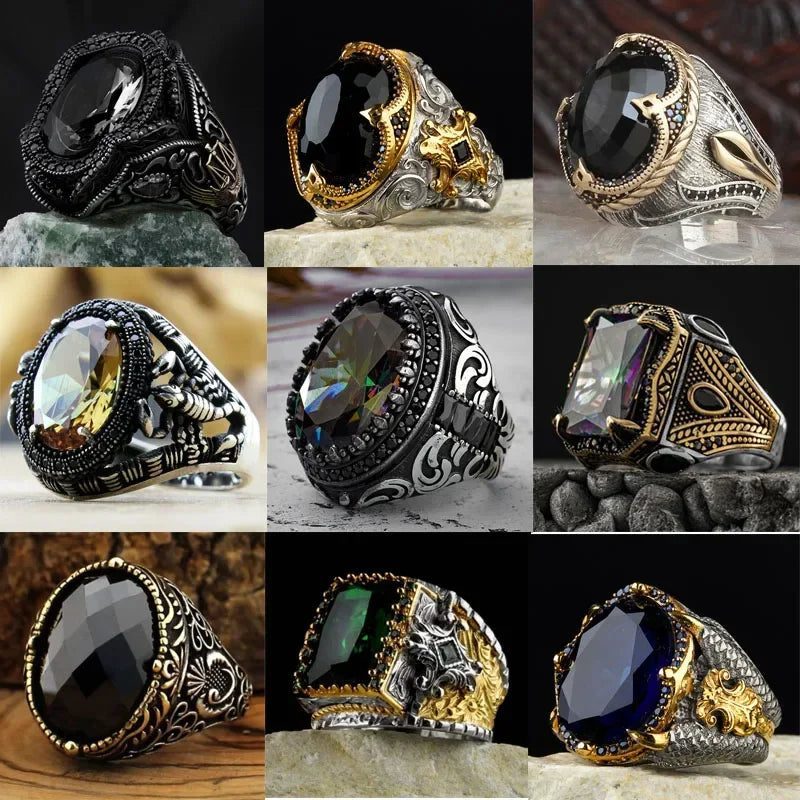 2023 Luxury Amber Gemstone Adjustable Men's Ring