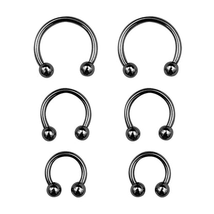 6PCS Stainless Steel Horseshoe Fake Nose Rings
