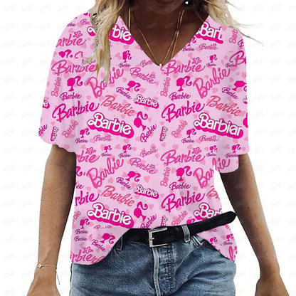 Anime V-Neck Summer T-Shirt for Women