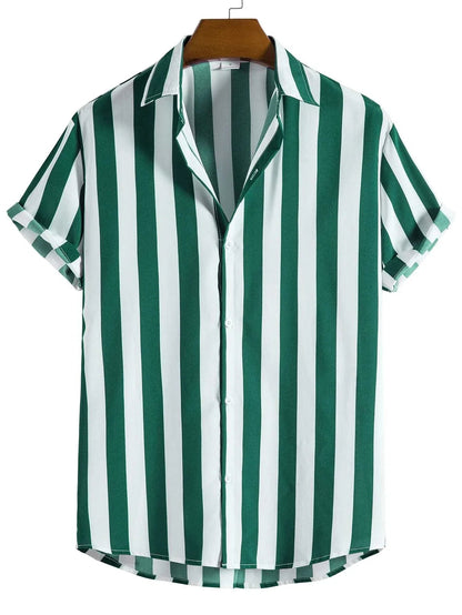 Men's Casual Hawaiian Shirts with 3D Stripes