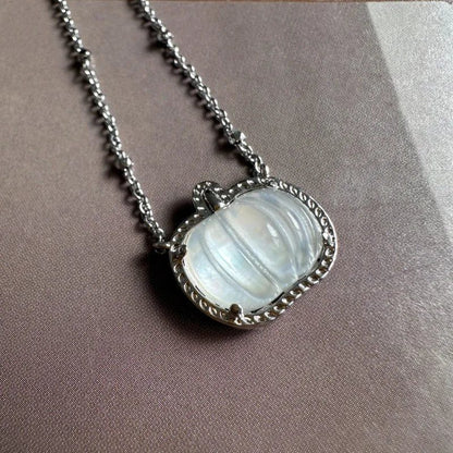 Ivory Pumpkin Pendant Necklace and Earrings Set