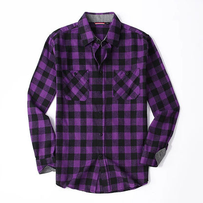 Men's Casual Long Sleeve Plaid Flannel Shirt