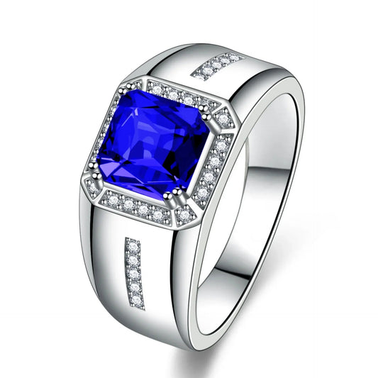 Vintage Men's Sapphire Diamond Engagement Ring