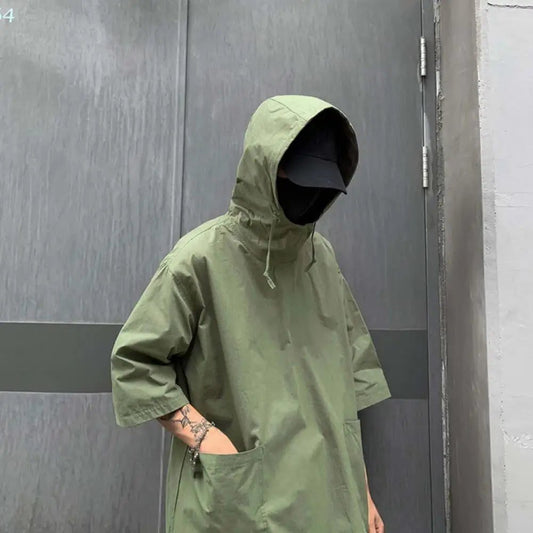 Men's Vintage Techwear Hooded Pocket T-Shirt