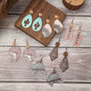 Western Cowboy Wooden Earrings with Cactus Design