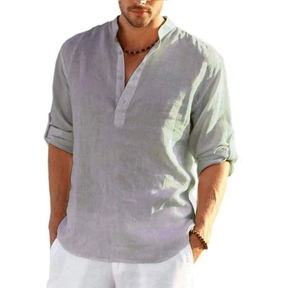 Men's Casual Long Sleeve Linen Shirt