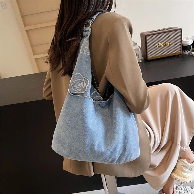 2024 Large Denim Shoulder Bags for Women