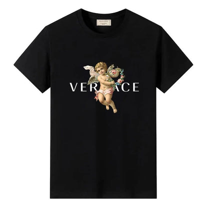 Men's Vintage Cotton T-Shirt with Angel Print