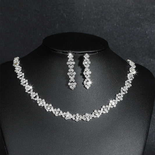 Elegant Bridal Crystal Necklace and Earrings Set